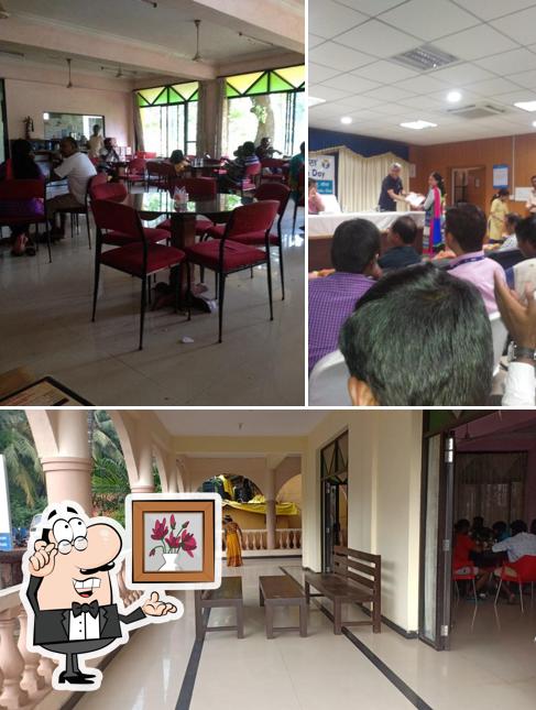 Take a seat at one of the tables at Sanman Restaurant & Bar