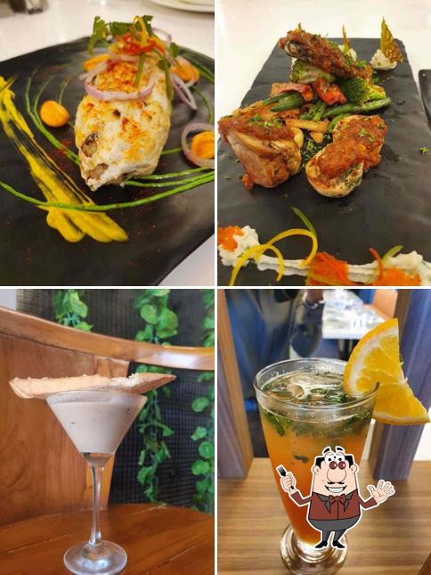 The picture of the aqua restaurant’s food and drink