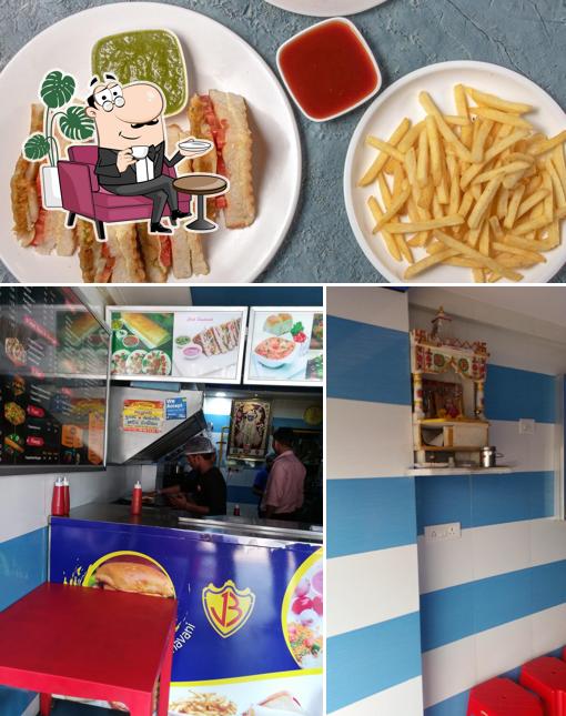 The restaurant's interior and food