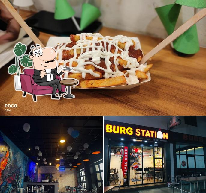 Take a seat at one of the tables at BURG STATION