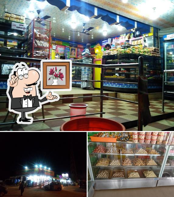 Check out the image showing interior and dessert at Venkateswara Ayangar Bakerys