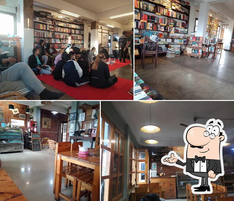 Take a seat at one of the tables at Books & Coffee