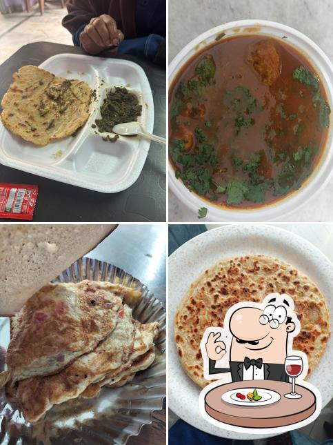 Food at Ghar Di Rasoi (Home Made Food) Tea Point Amritsar ( Lassi, special Paneer Parantha,Aaloo Parantha,Makki Roti saron da Saag)