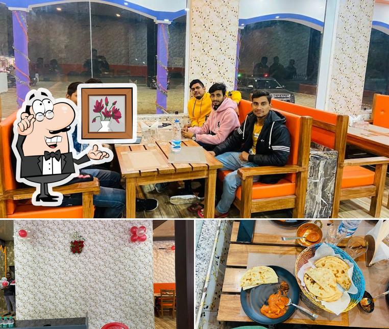 The restaurant's interior and food