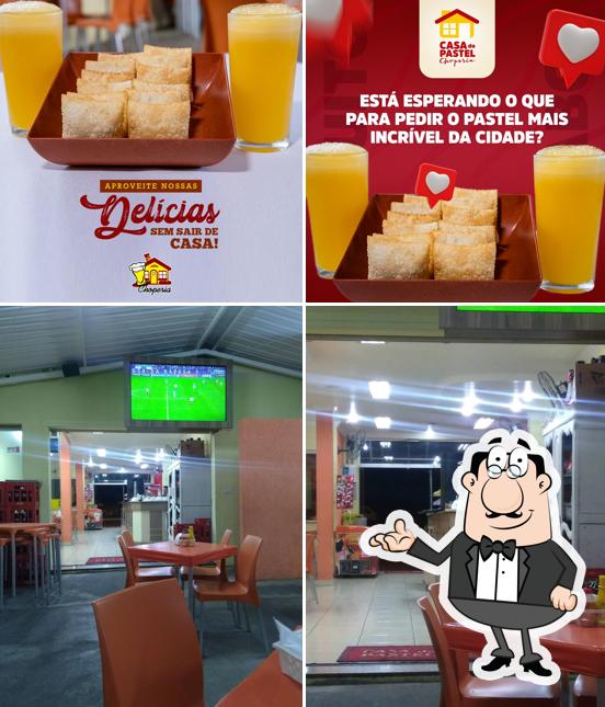 A ilustração da interior e bebida no Casa do Pastel