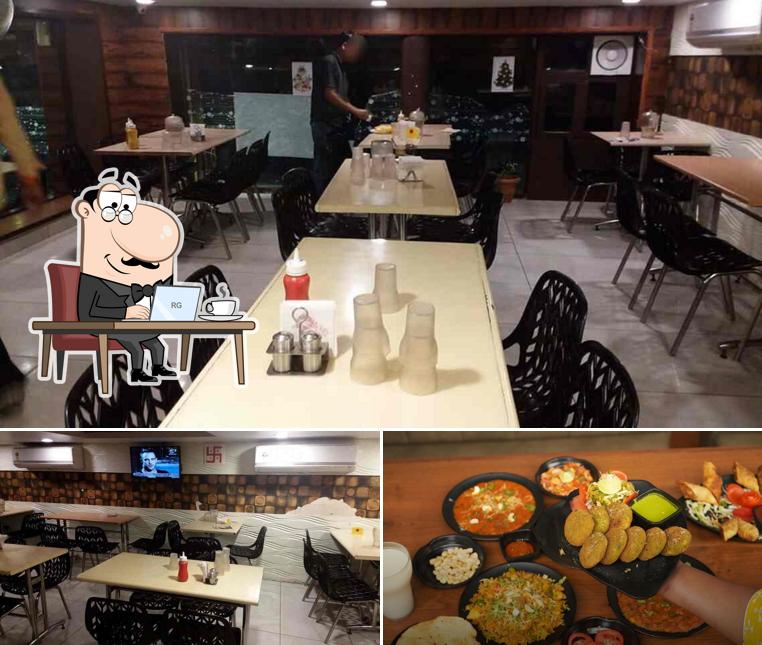 Among various things one can find interior and food at Bombay Pavbhaji original