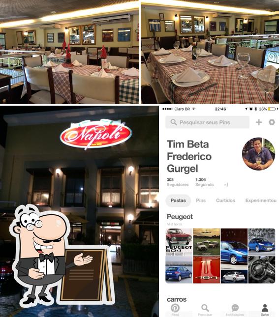 Dê uma olhada a foto mostrando exterior e interior no Cantina di Napoli