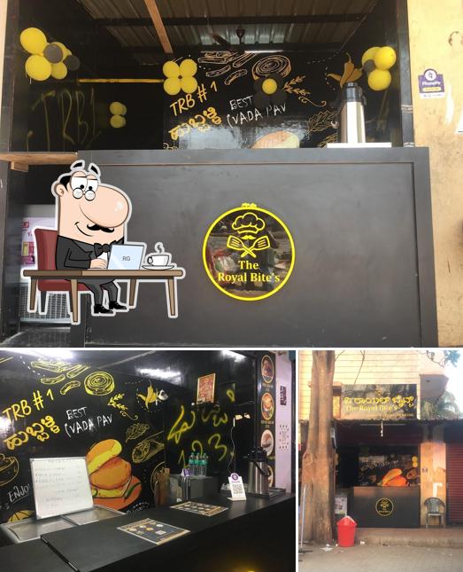 Check out the picture depicting interior and food at The Royal Bites