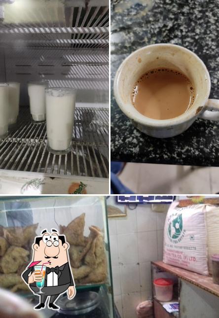 Check out the picture displaying drink and food at New Taj Cafe