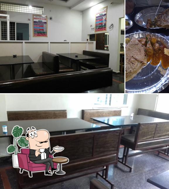 This is the image showing interior and food at Mallagoud Ankapoor Desi Chicken