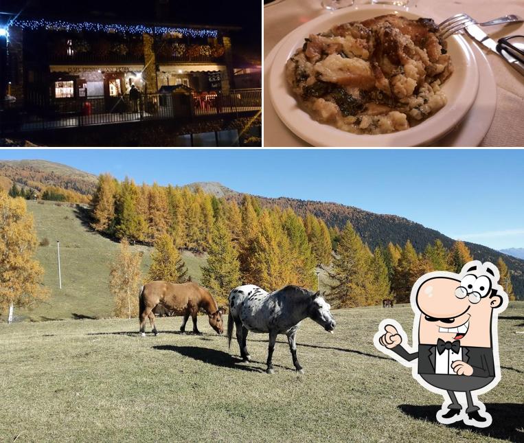 La foto di esterno e cibo da Bar Ristorante Vetan - Chambres d'Hotes l'Abri