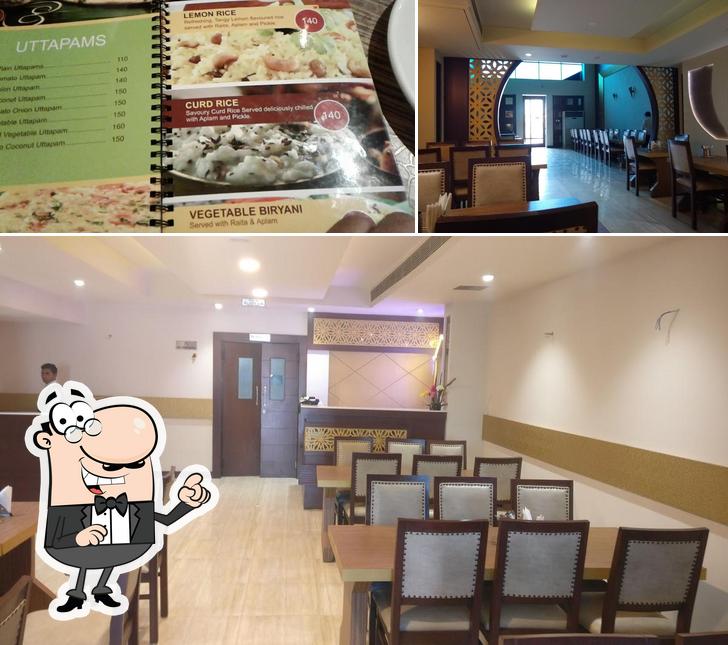 The photo of interior and food at South Court