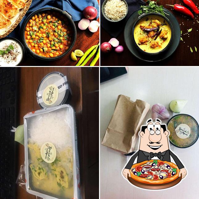 Get pizza at Spiced By Mom