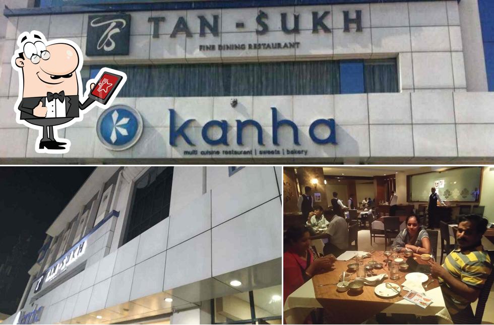 The restaurant's exterior and dining table