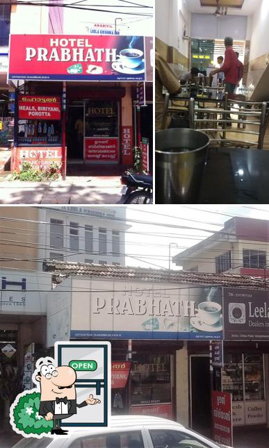 Among various things one can find exterior and food at Hotel Prabhath