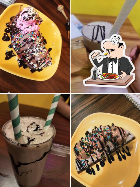 Chocolate ice cream at Vanthaas Waffles & Boba Café