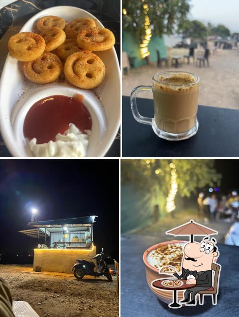The restaurant's exterior and food