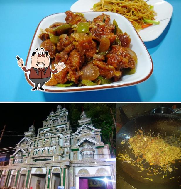 This is the picture depicting food and exterior at BaBa Fast Foods