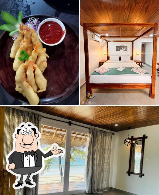 Among various things one can find interior and food at The Shore beach resort