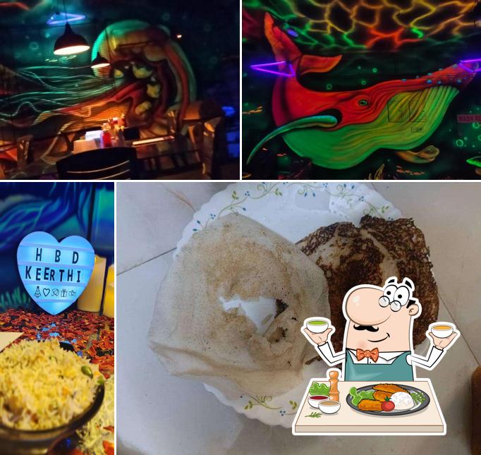 Meals at Rasoee Vegetarian Dhaba Neon Themed Restaurant Shenoy Nagar
