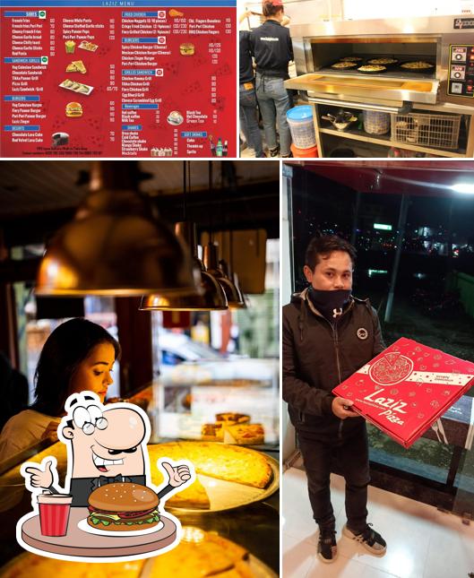 Get a burger at Laziz Pizza