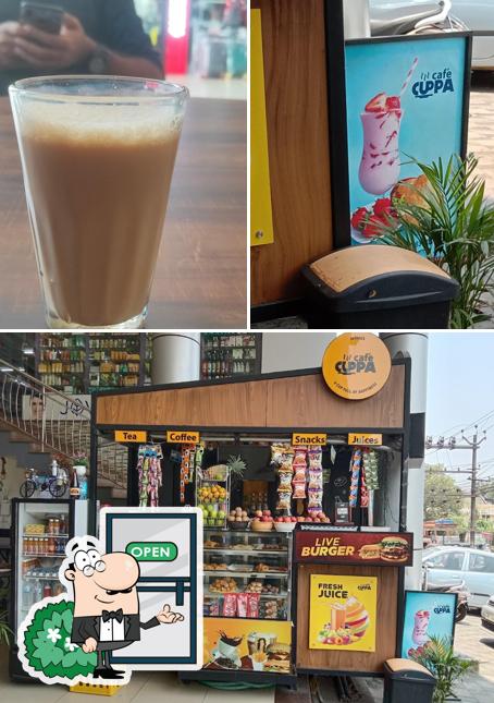 The photo of cafe cuppa’s exterior and beverage