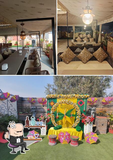 The restaurant's interior and food