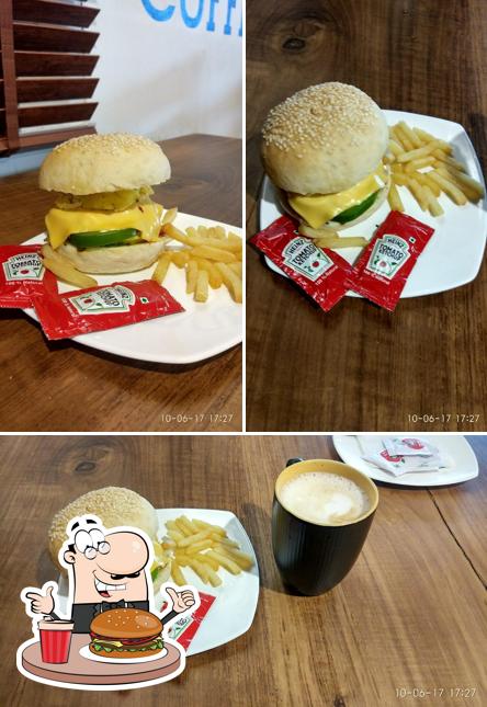 Get a burger at Wimbis Coffee House