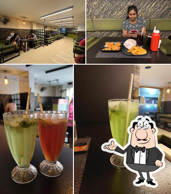 Among various things one can find interior and drink at Down Town Café