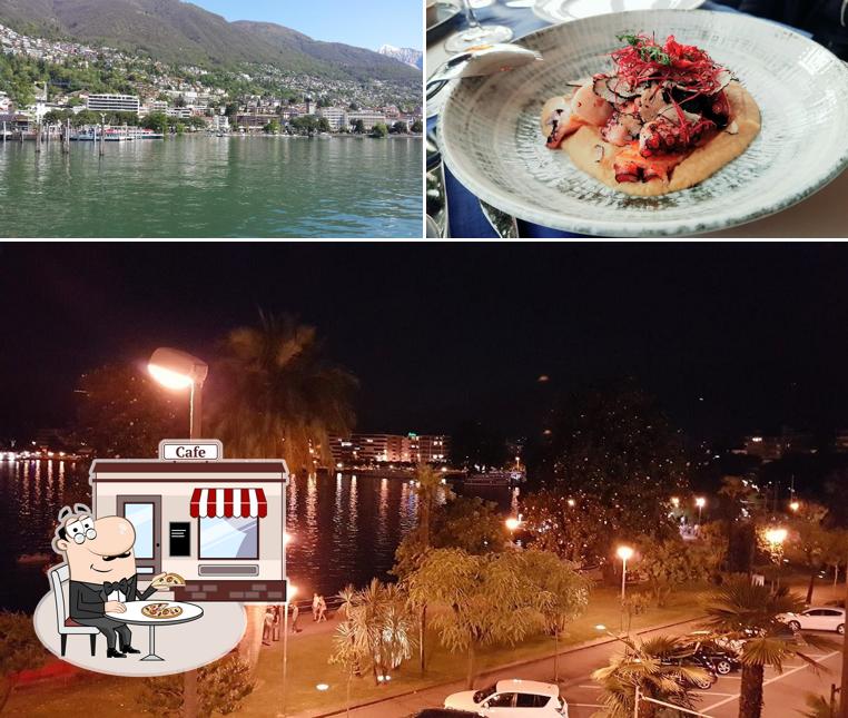 La esterno e cibo del ristorante