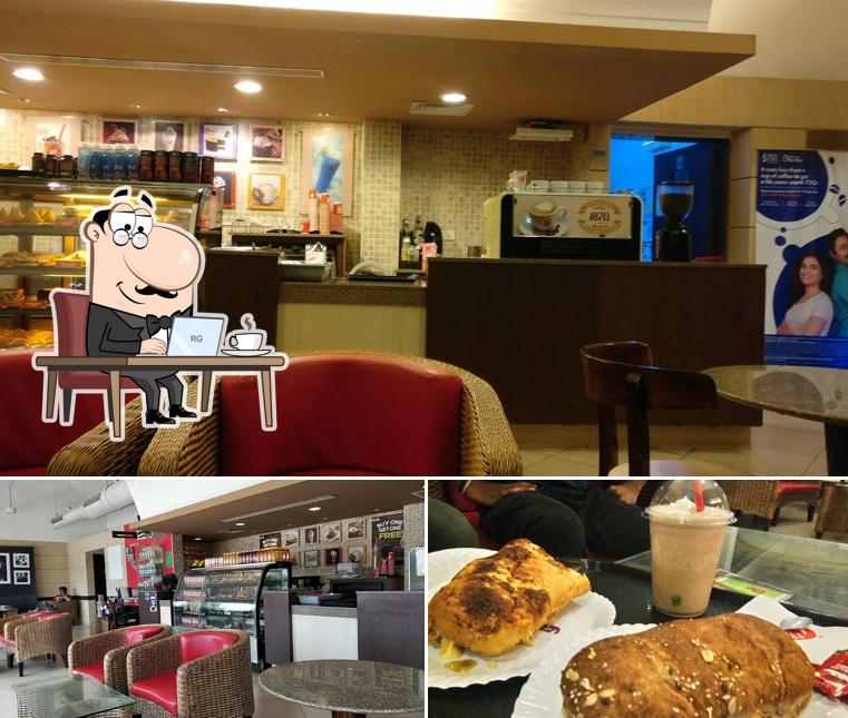 The photo of interior and food at Café Coffee Day