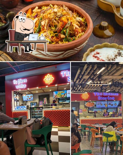 This is the picture depicting interior and food at The Indian Stories