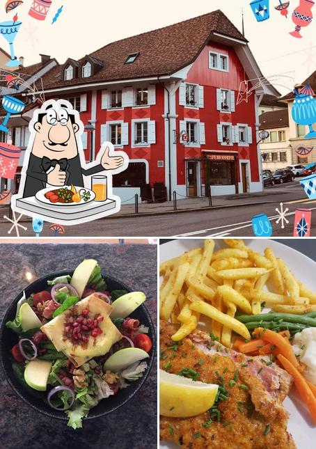 Questa è la immagine che presenta la cibo e esterno di Café-Brasserie de la Poste