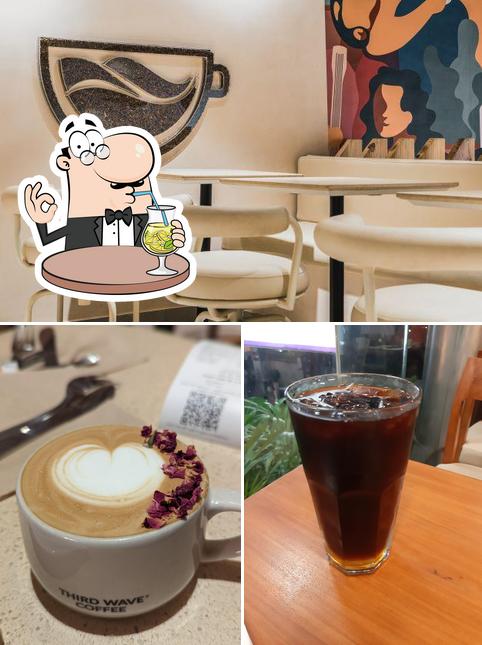 Among different things one can find drink and dining table at Third Wave Coffee