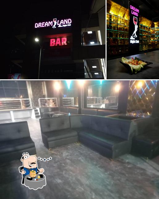 Take a look at the picture displaying food and interior at Dreamland Night Club