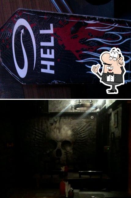 The interior of Hell's Pizza