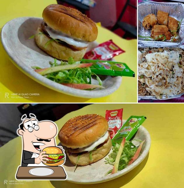 Get a burger at Tiwari Jee Fast Food Indian Delicacies