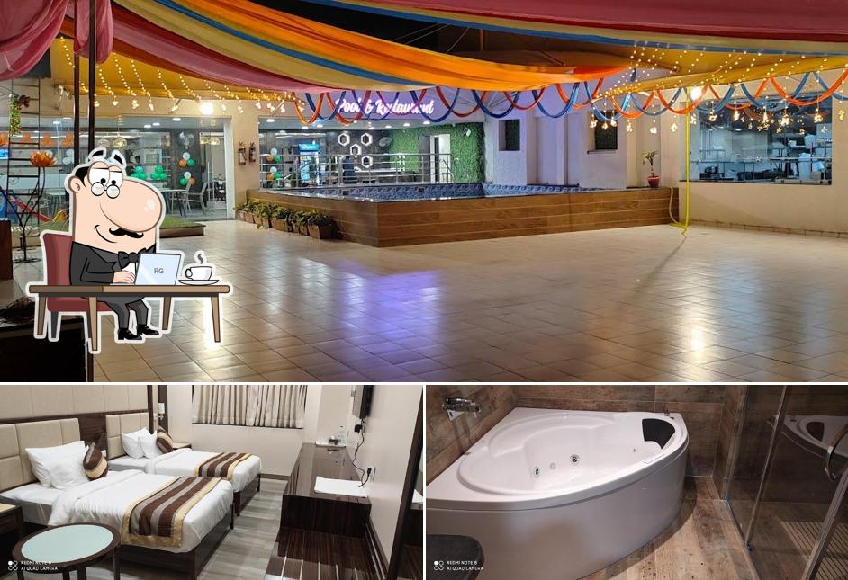 Take a seat at one of the tables at Hotel Grand Kaushalya