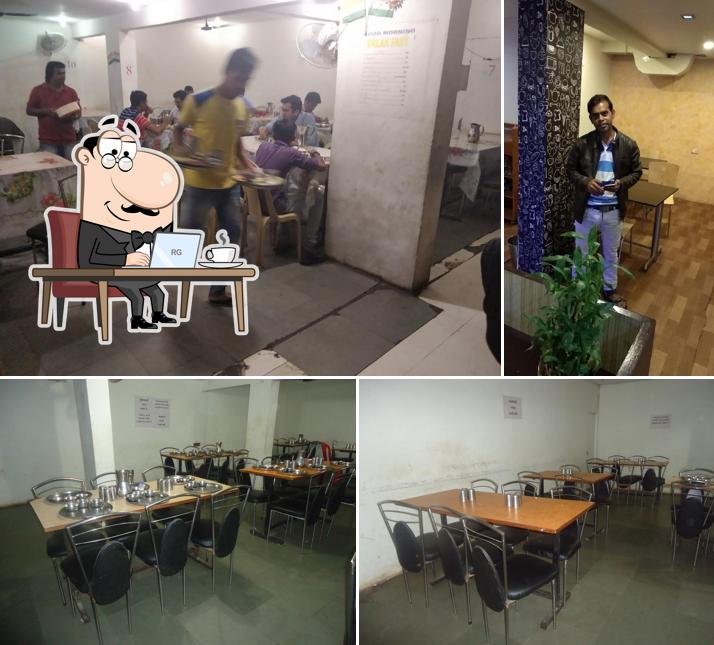 The interior of Shri Swaminarayan Dinning Hall