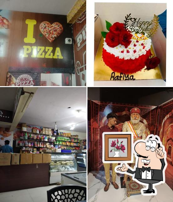 The picture of interior and food at Khandelwal Bakery House