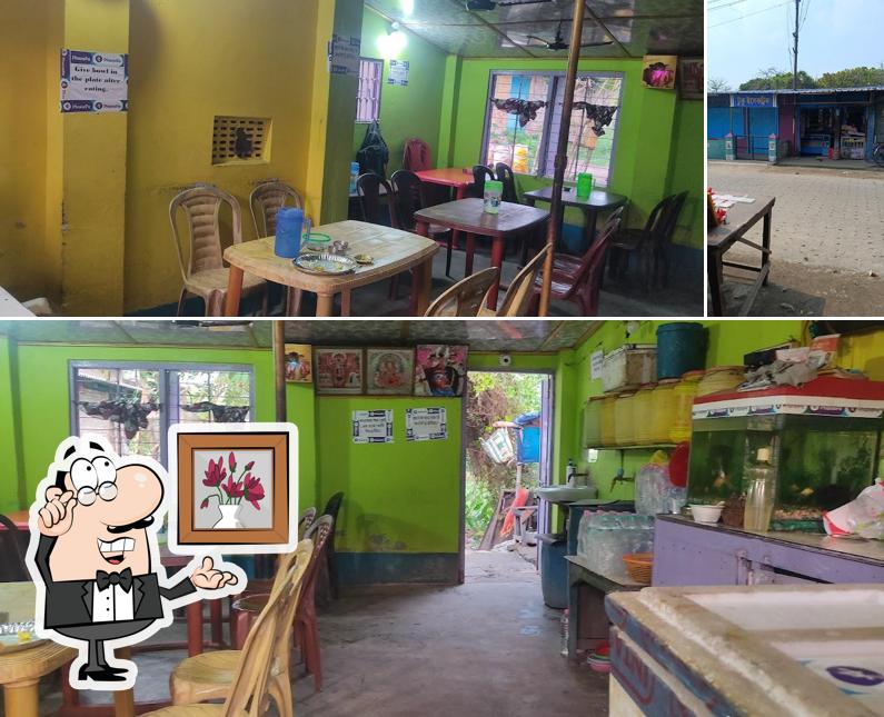 The interior of Usha Hotel