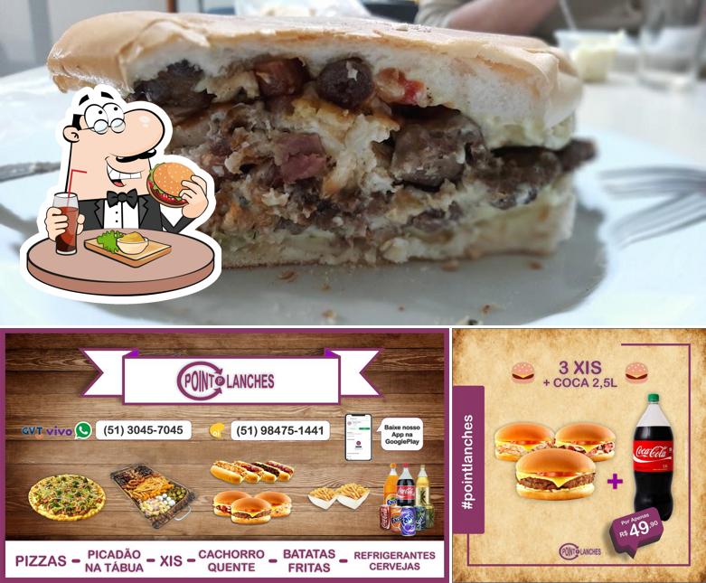 Experimente um dos hambúrgueres disponíveis no Point Lanches Viamão RS