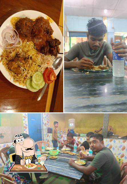 Check out the image depicting food and interior at Sadia Hotel