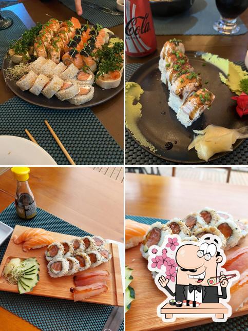 Rolos de sushi são oferecidos por Arigato Sushi Floripa