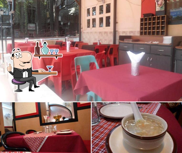 This is the picture depicting interior and food at New china gate