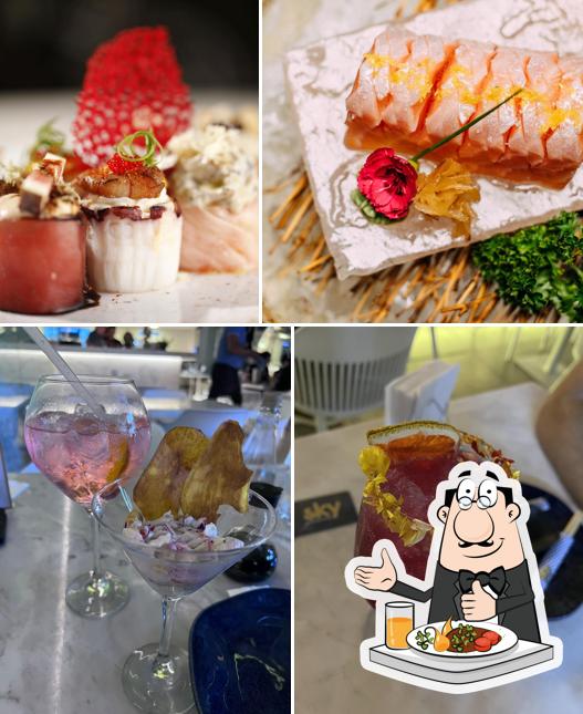 Confira a foto ilustrando comida e bebida no Sky Gurume