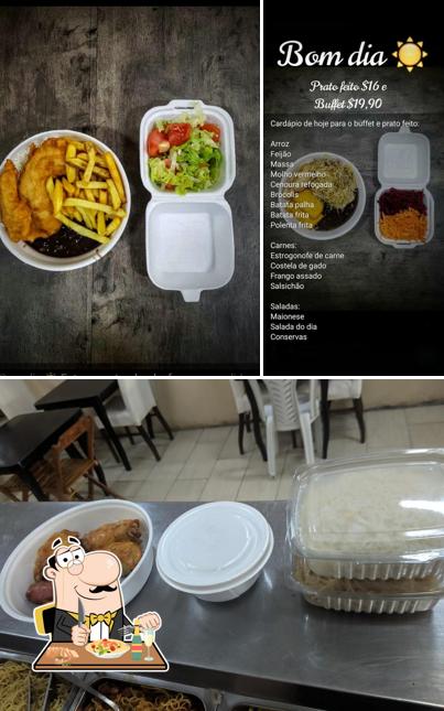 A ilustração da comida e mesa de jantar a Espetão Na Brasa
