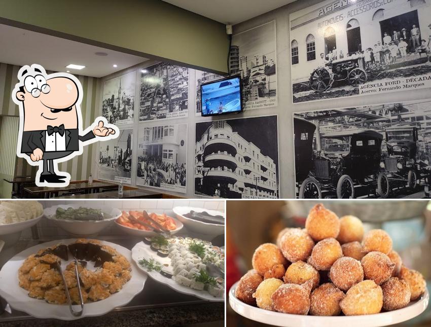 A ilustração da interior e comida no Delícias por Kilo