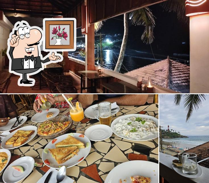 Take a seat at one of the tables at Waves Restaurant and the german bakery
