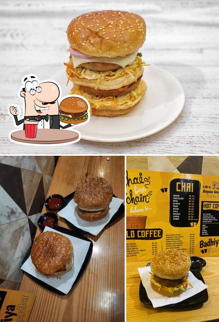 Try out a burger at Chai Sutta Bar Mansarovar